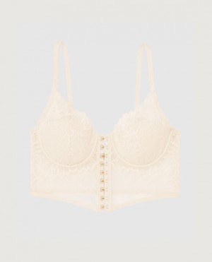 Women's La Senza Front-Close Bra Top Lingerie Pearl | yRemv3LU