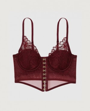 Women's La Senza Front-Close Bra Top Lingerie Red Burgundy | G5M0t7qR