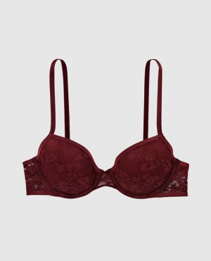 Women's La Senza Lightly Lined Demi Bras Red Burgundy | RGEJ5rN1