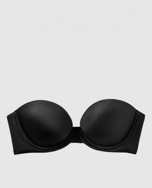 Women's La Senza Strapless Push Up Bras Black | bYtAemEf