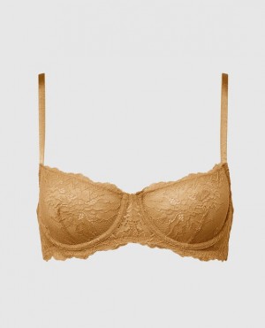 Women's La Senza Unlined Balconette Bra Lingerie Gold | 8RaVncwo