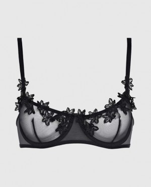 Women's La Senza Unlined Mesh Bra Lingerie Black | zVbOYYMG