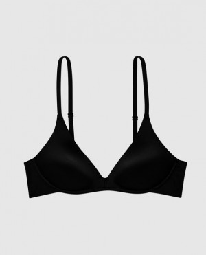 Women's La Senza Wireless Light Push Up Bras Black | pPjC6xHZ