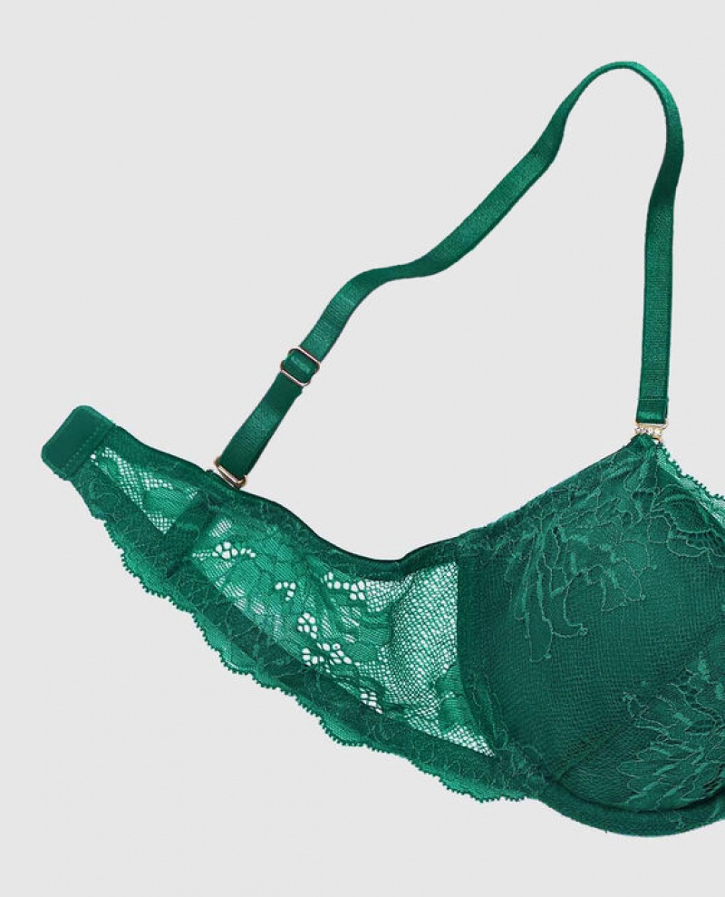 Women's La Senza Lightly Lined Demi Bras Green | vUCt0t7T