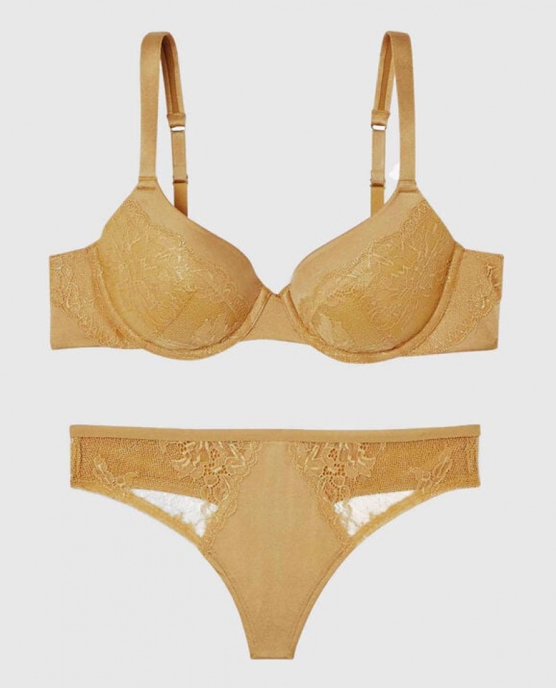 Women's La Senza Lightly Lined Full Coverage Bras Gold | 3uSmF2mU