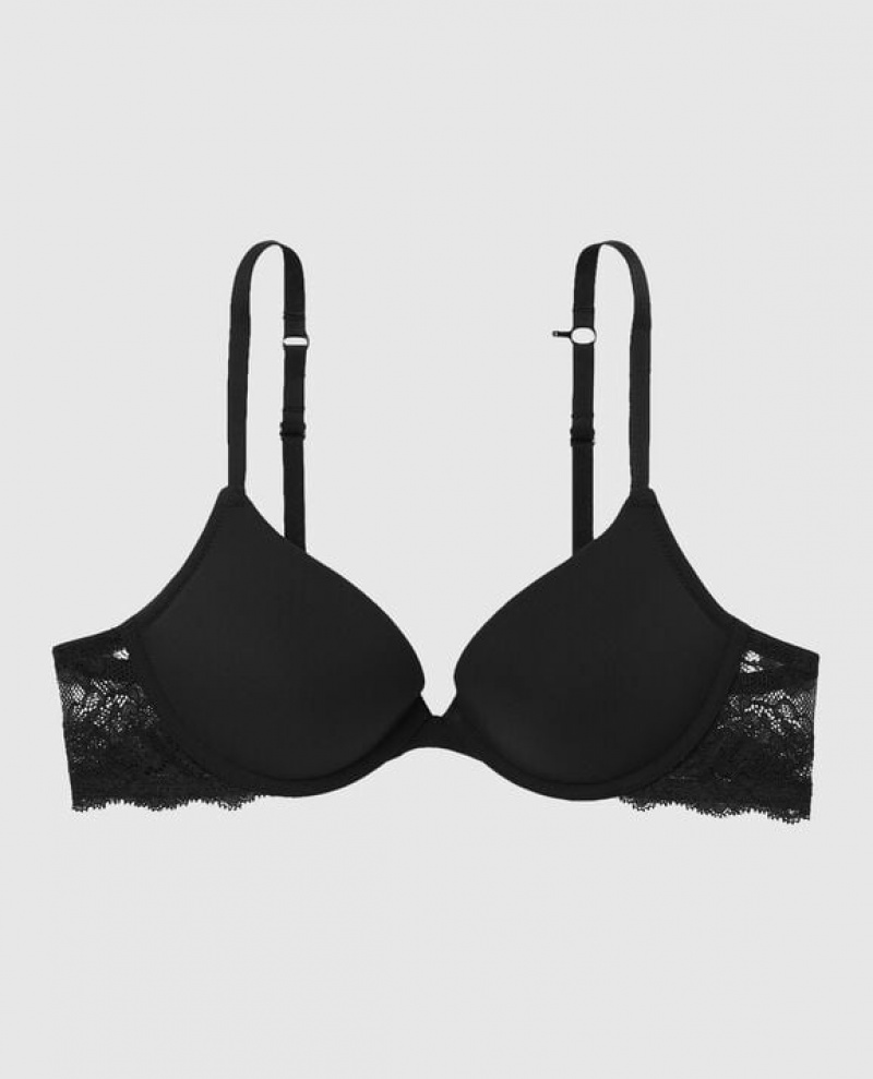 Women\'s La Senza Push Up Plunge Bras Black | g9mxRQkT