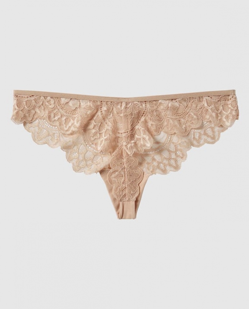 Women's La Senza Thong Panty Underwear Rose Brown | Q2sy4tbd